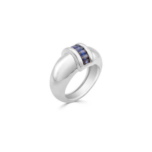 Courtney Dome Baguette Ring - Blue